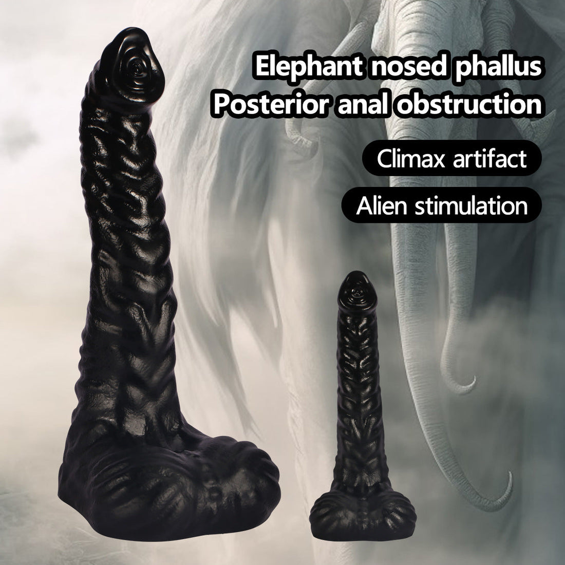 Black Elephant Trunk Fantasy Dildo