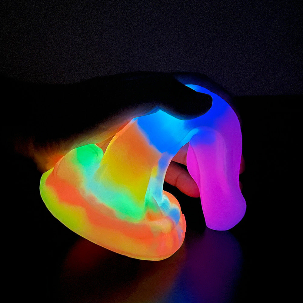 7 Inch Glow In The Dark Colored Monster Tongue Dildo