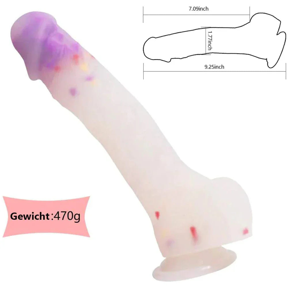 9 Inch Silicone Purple Confetti Dildo