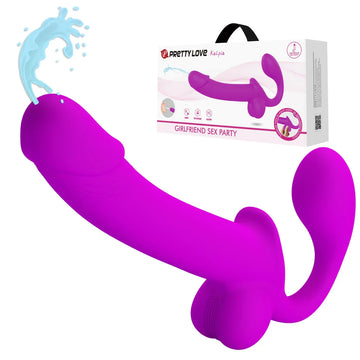 Purple Silicone Squirting Strapless Dildo