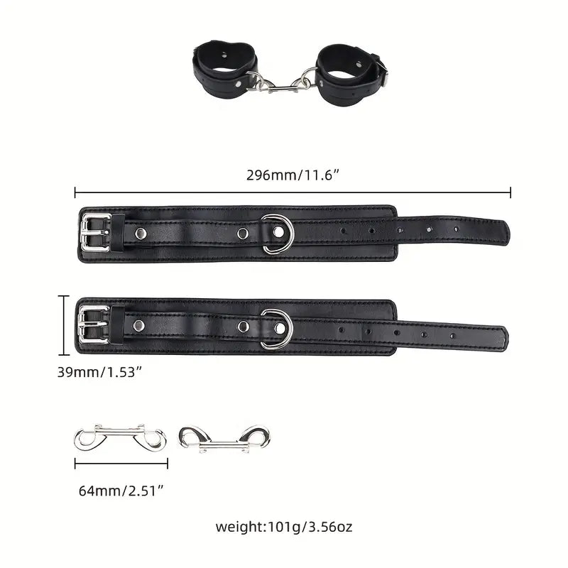 Handcuffs with Leash Metal Anal Hook to Collar