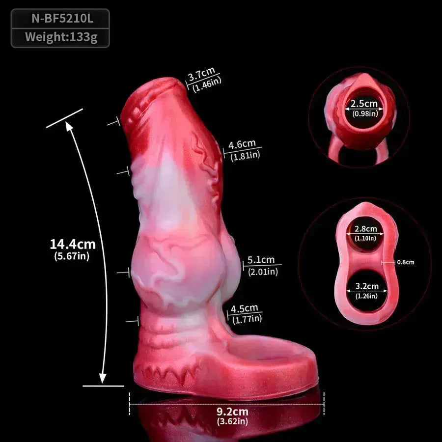 5 Inch Silicone Dog Cock Knot Fantasy Penis Sleeve