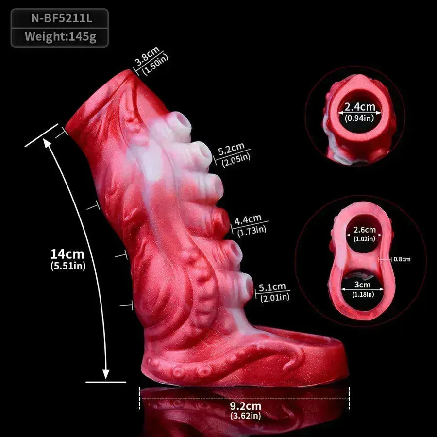 Red Silicone Open Tentacle Penis Sleeve