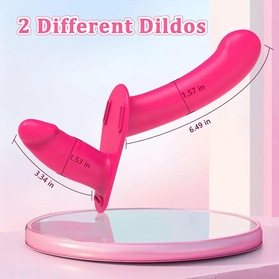 Double Sided Strap On Pink Vibrating Dildo
