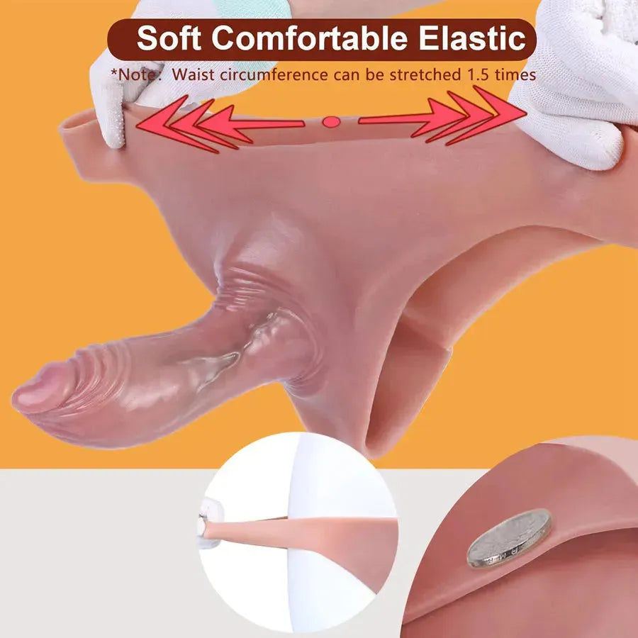 6 Inch Wearable Penis Sleeve Hollow Dildo Pants
