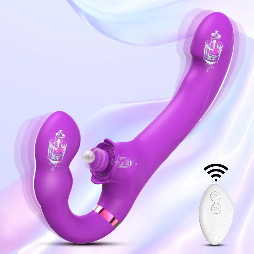 9 Inch Lesbian Vibrating Strapless Dildo