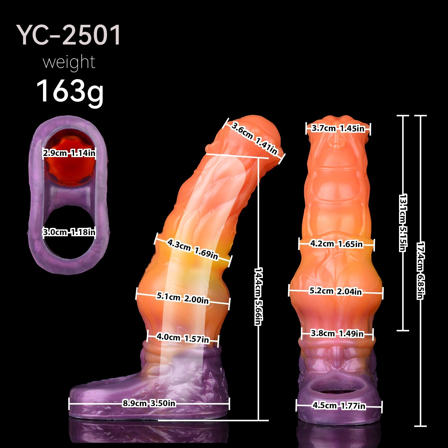6 Inch Orange Knot Horse Cock Sleeve