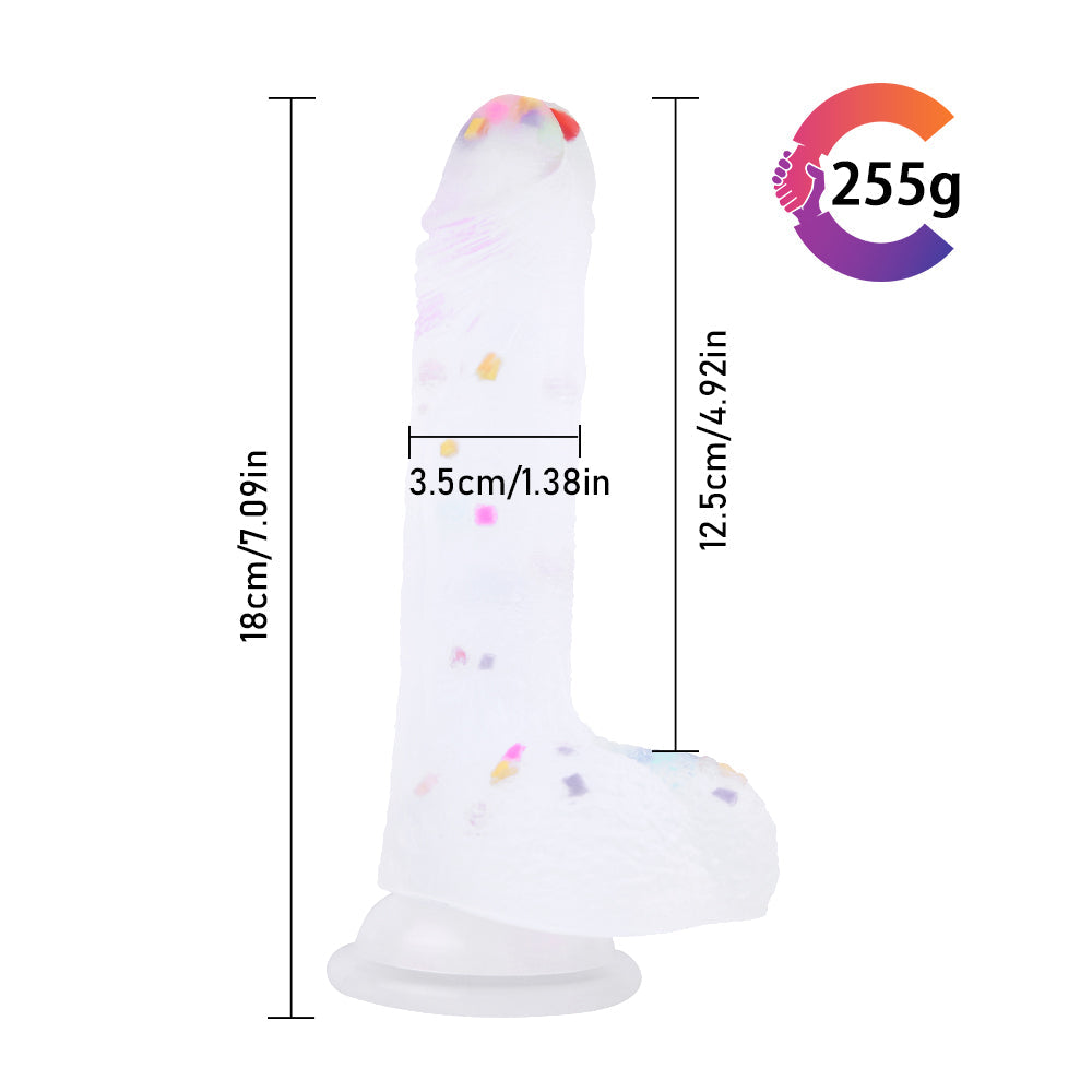 7 Inch Frosted Confetti Silicone Dildo