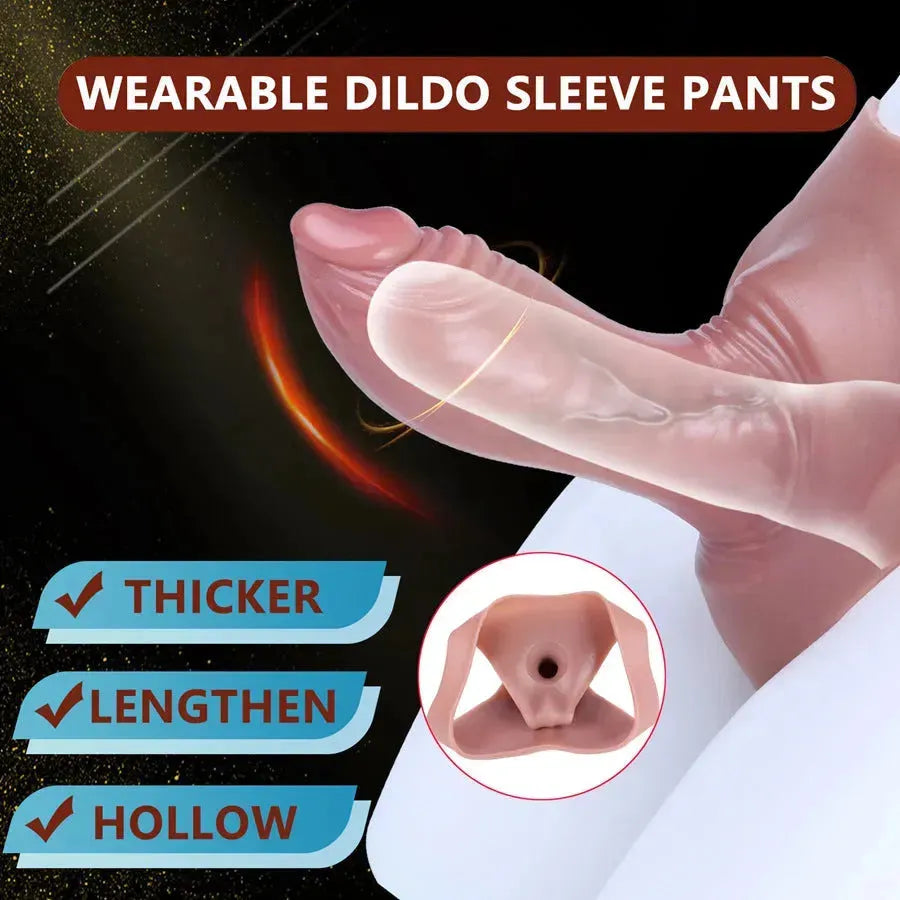 6 Inch Wearable Penis Sleeve Hollow Dildo Pants