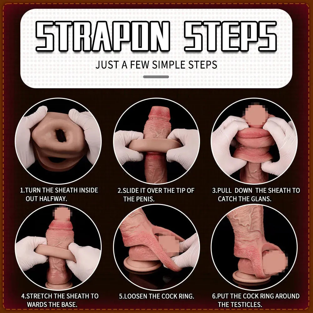 6 Inch Realistic Enlarged Silicone Penis Sleeve
