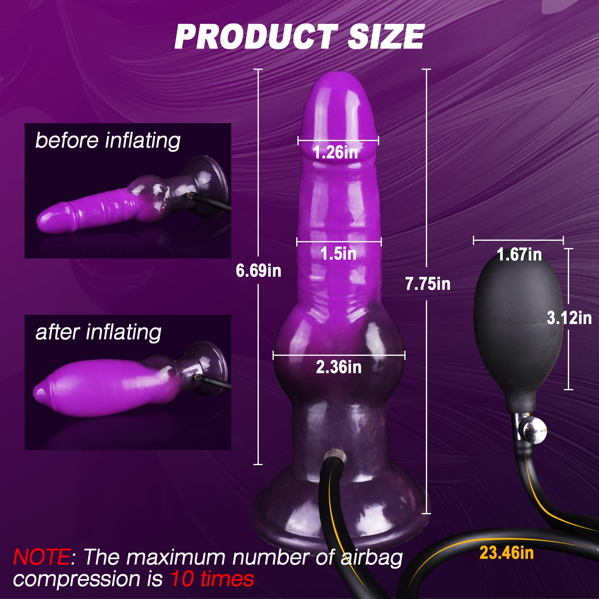 7 Inch Purple Animal Inflatable Knot Dildo