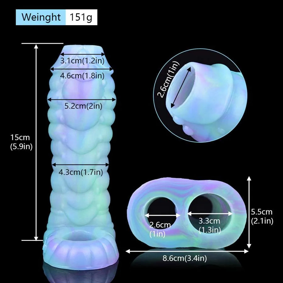 5 Inch Dragon Scale Textured Open Penis Sleeve