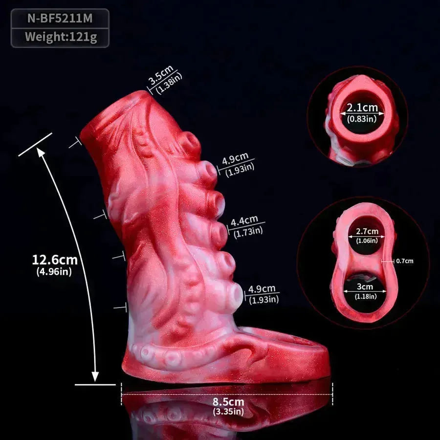 Red Silicone Open Tentacle Penis Sleeve
