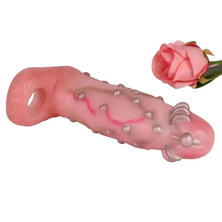8 Inch Studded Huge Silicone Penis Sleeve