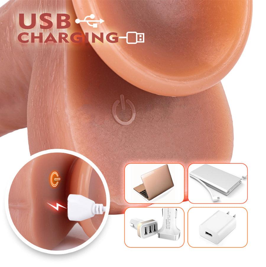 8 Inch Realistic Vibrating Control Thrusting Dildo