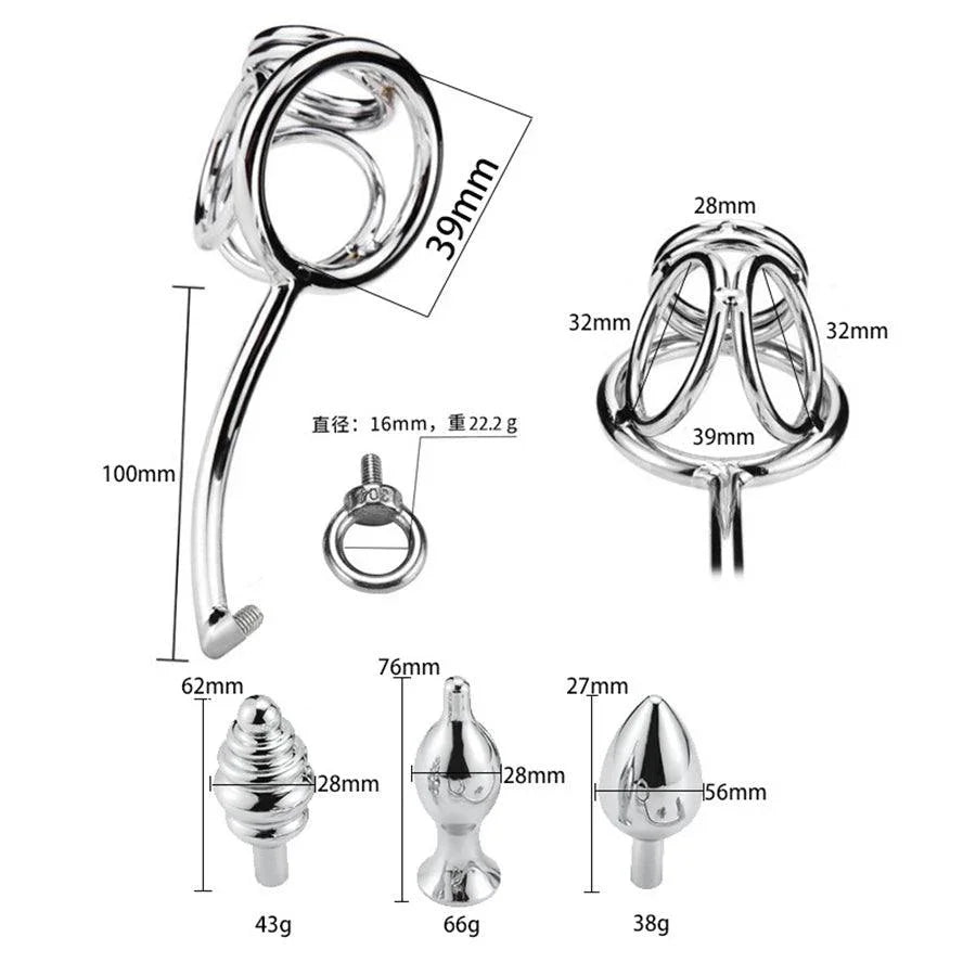 Male Removable Butt Plug Hook with Cock Ring