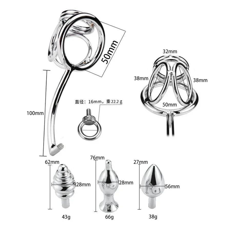 Male Removable Butt Plug Hook with Cock Ring