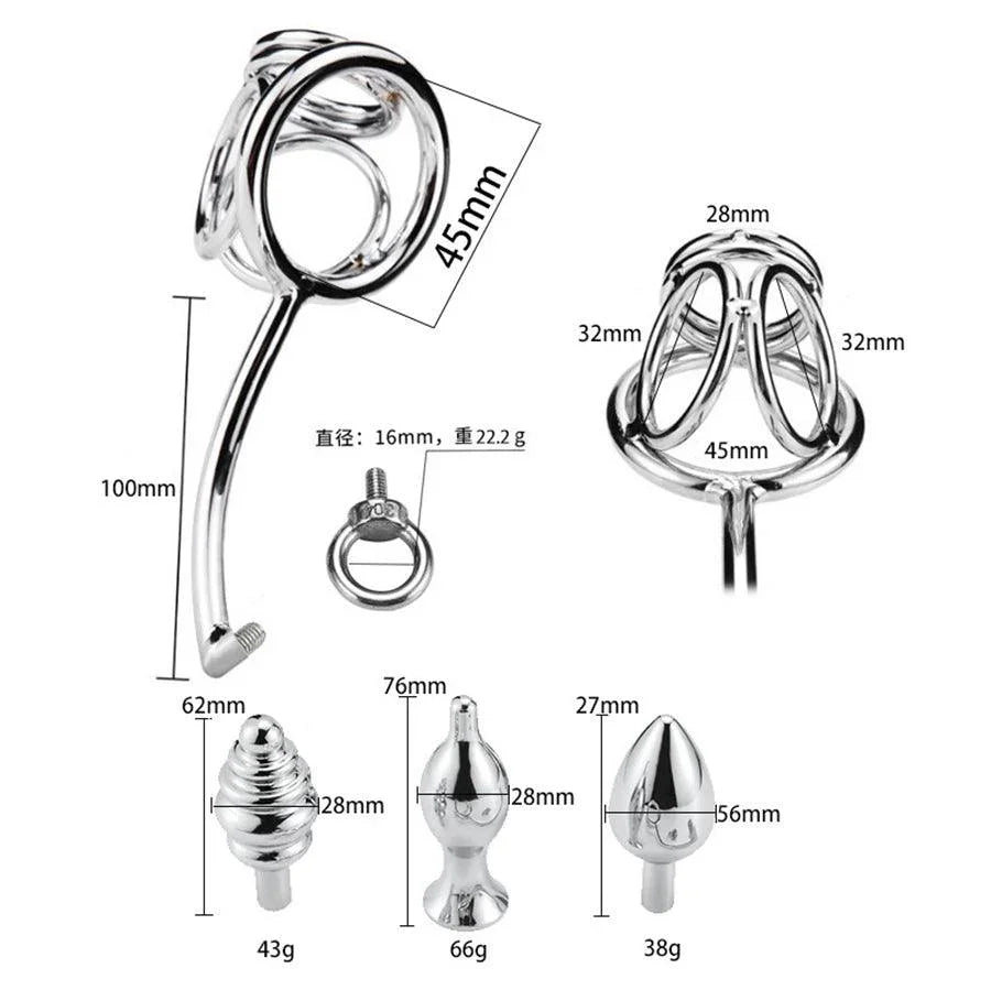 Male Removable Butt Plug Hook with Cock Ring
