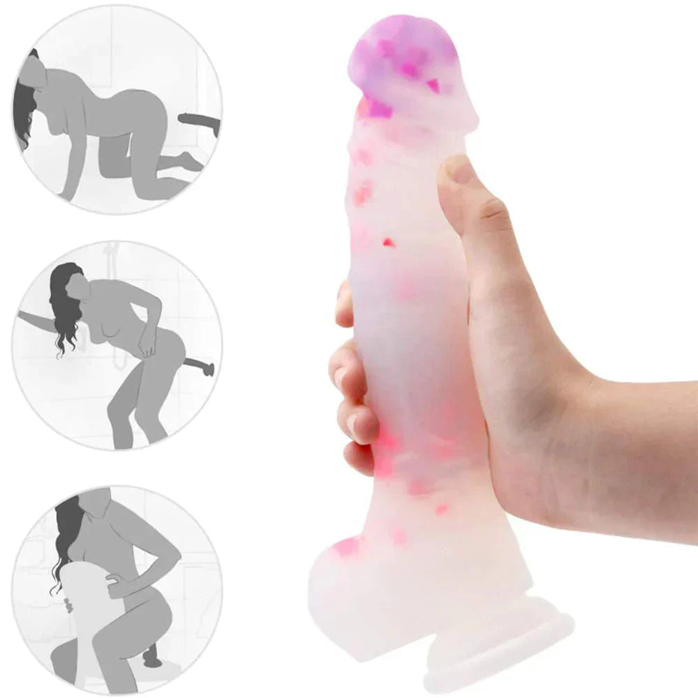 9 Inch Silicone Purple Confetti Dildo