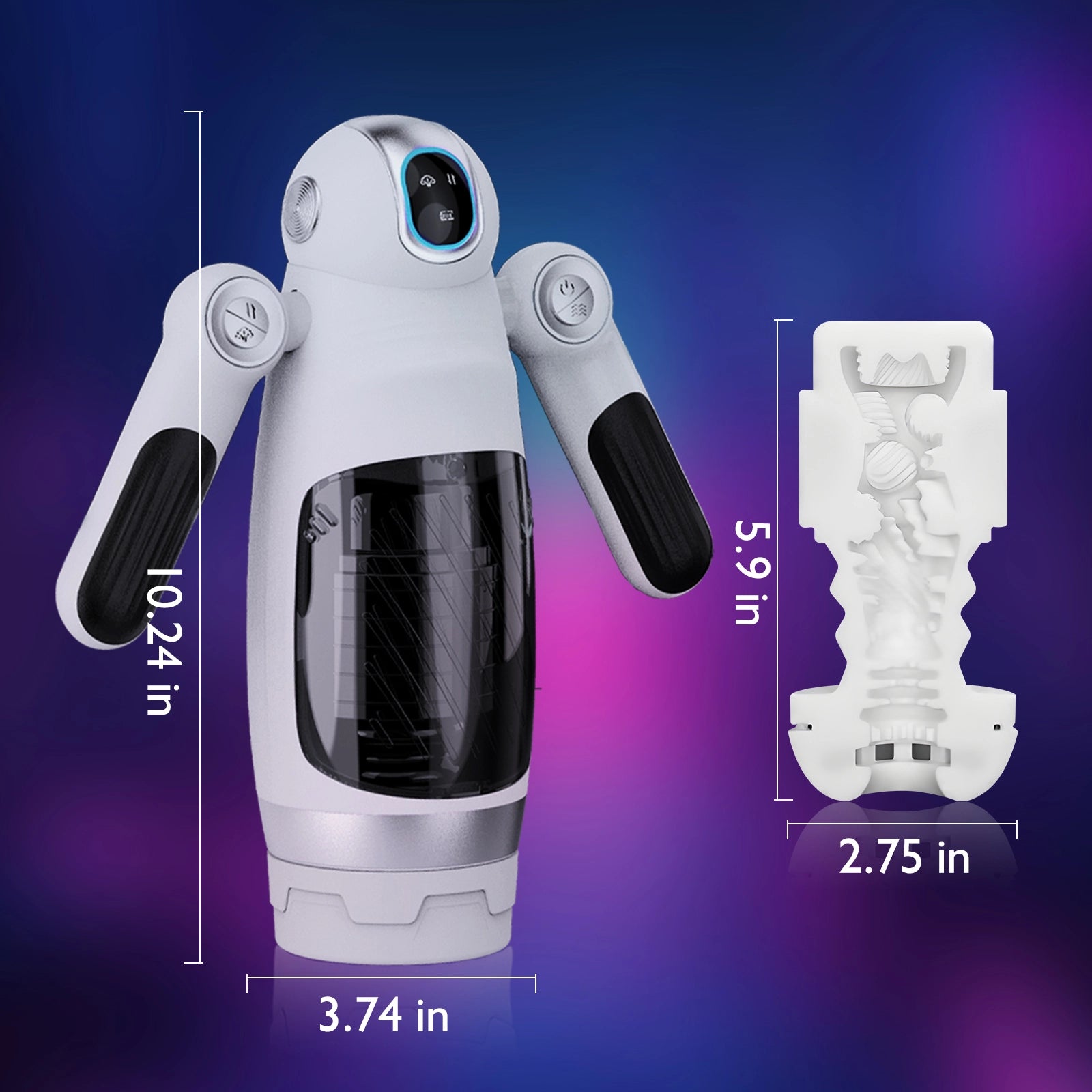 White Robotic Retractable Oral Sex Machine with Handle