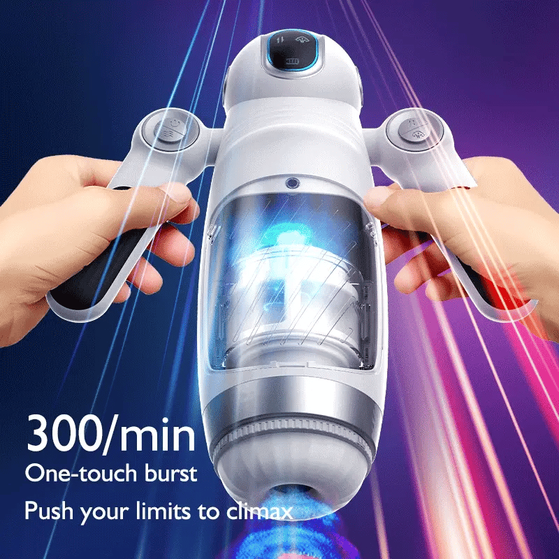 White Robotic Retractable Oral Sex Machine with Handle