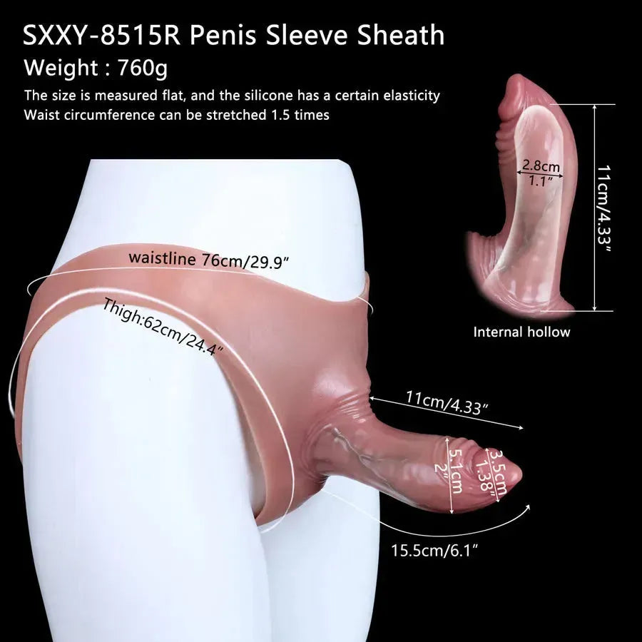 6 Inch Wearable Penis Sleeve Hollow Dildo Pants