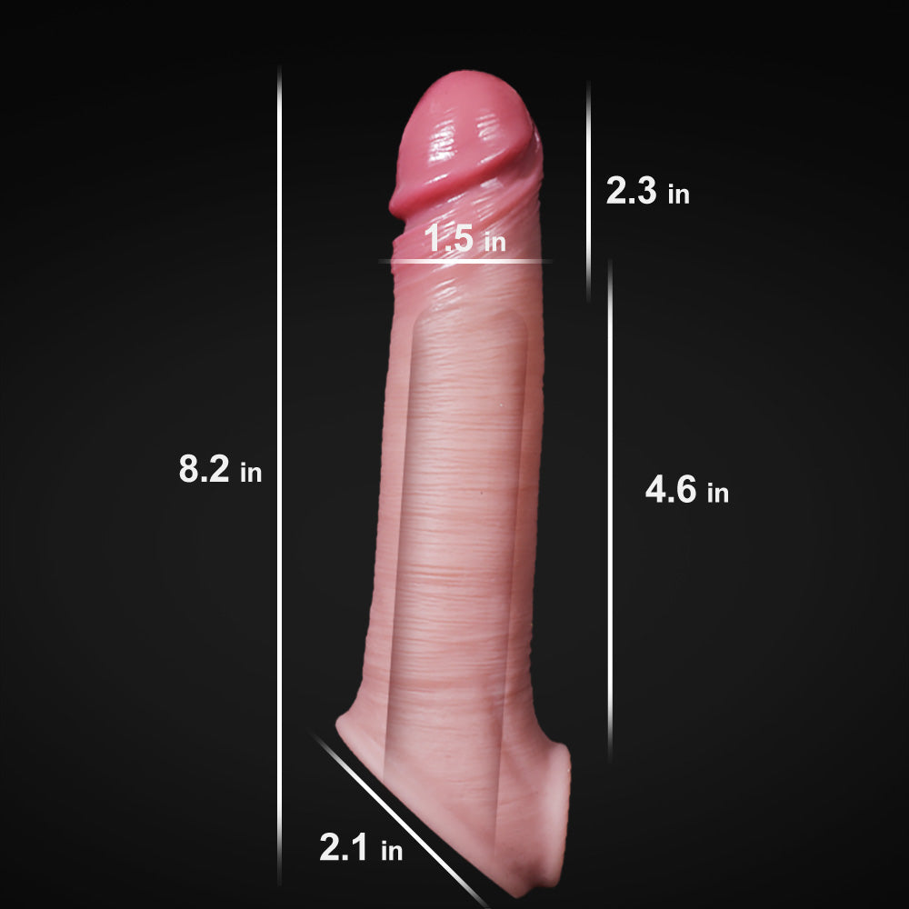 8 Inch Realistic Flesh Cock Extended Sleeve
